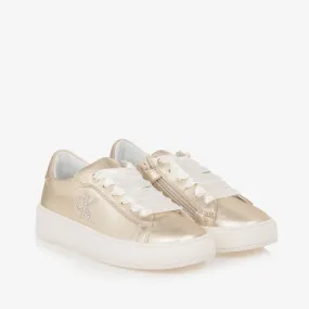 Teen Girls Metallic Gold Leather Trainers