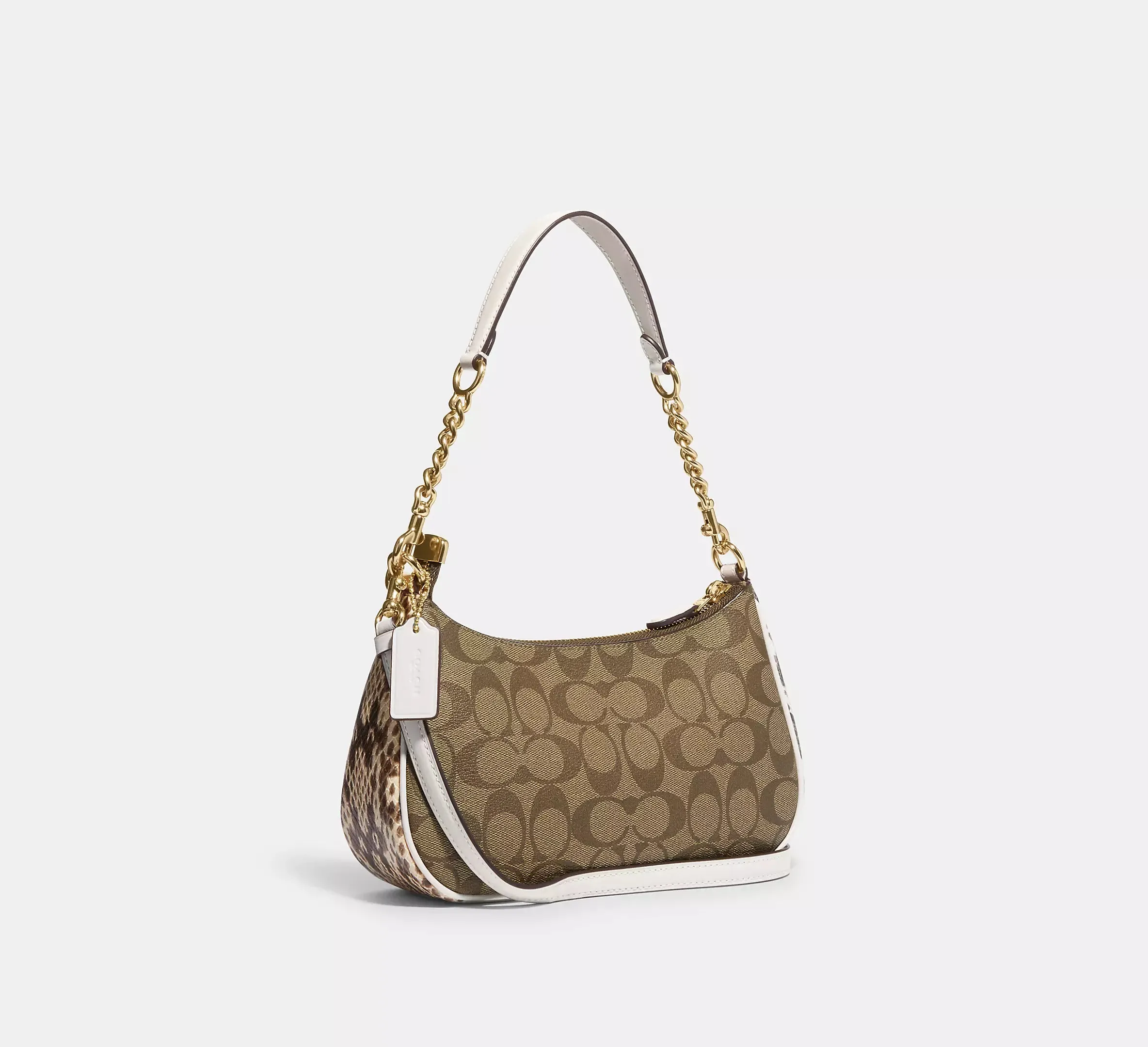 Teri Shoulder Bag In Signature Canvas Gold/Khaki Chalk Multi