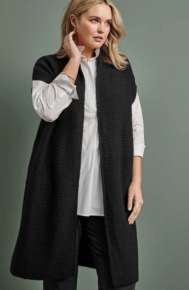 textured long gilet vest