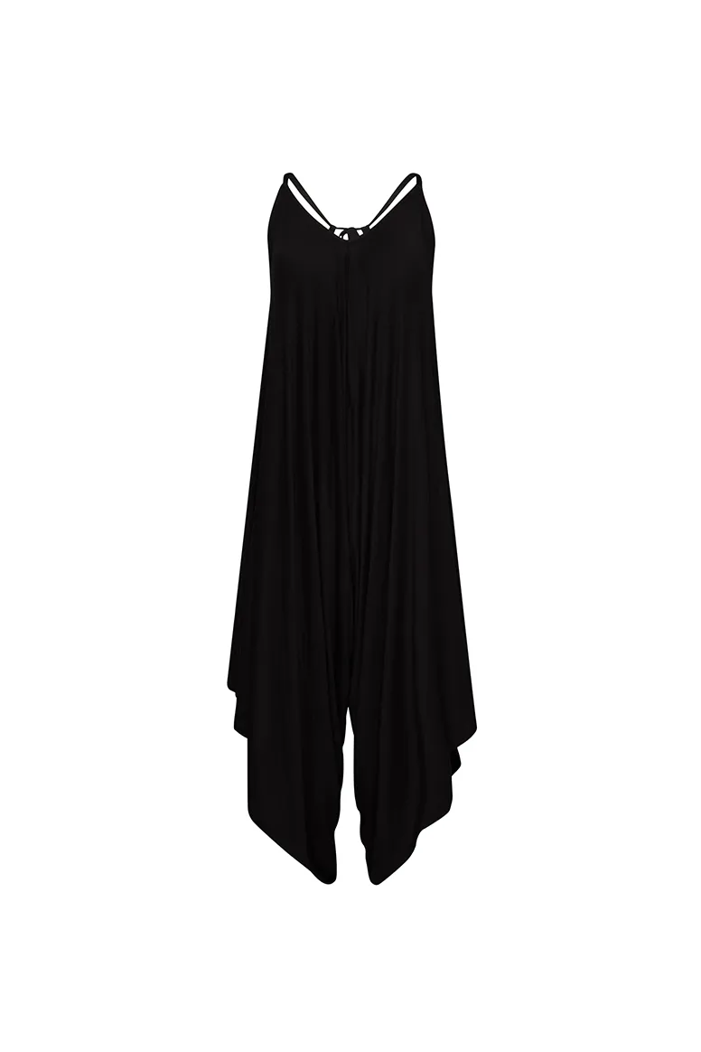 The Bamboo Romper Dress in Black