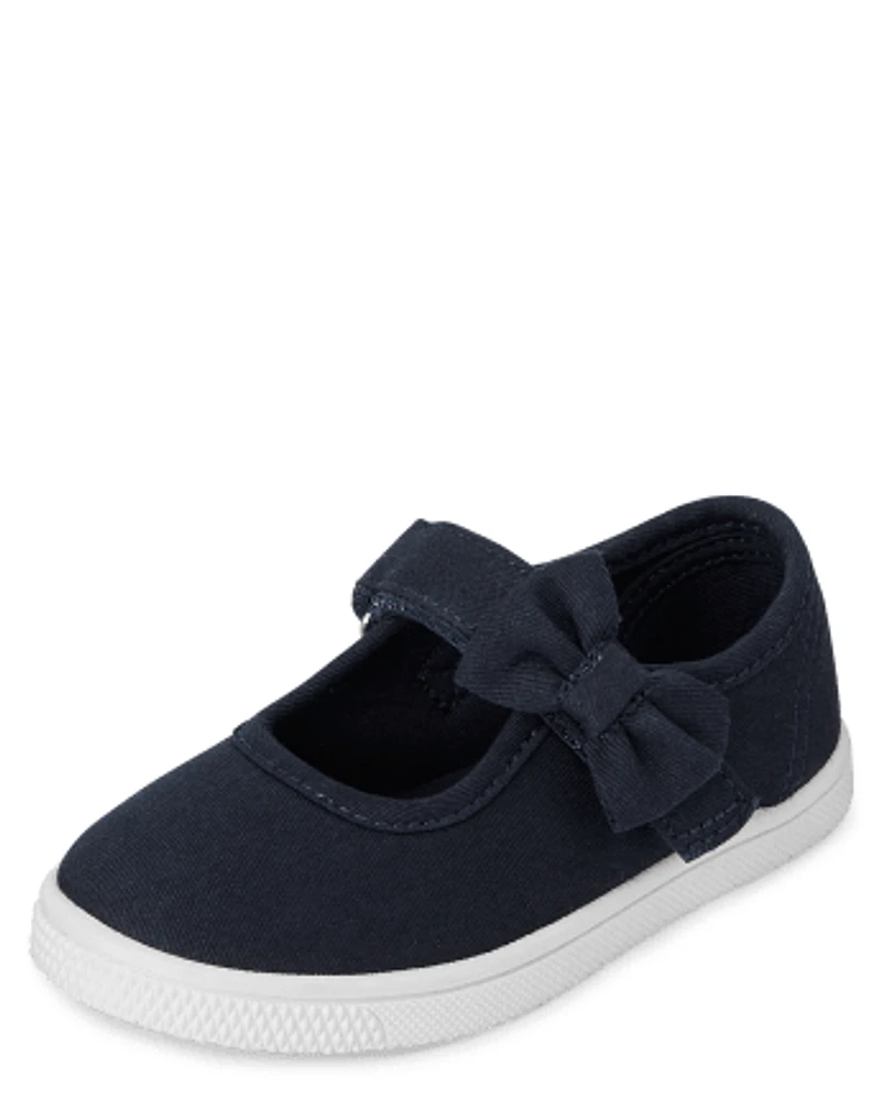 The Children's Place Toddler Girls Bow Strap Canvas Sneakers