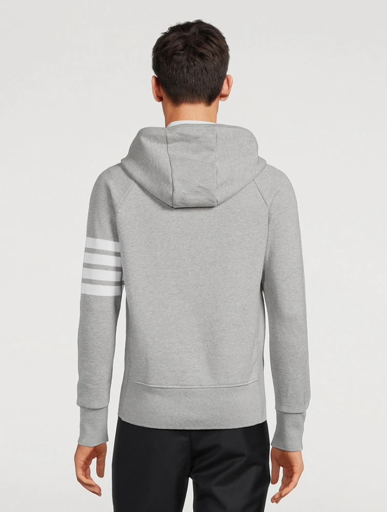 THOM BROWNE Cotton Zip Hoodie With Four-Bar Stripe