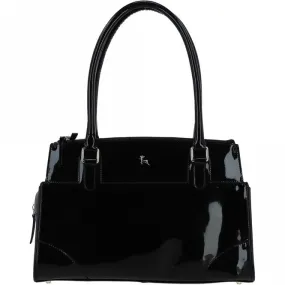 Three Section A4 Croc Patent Leather Work Bag Black: A4 Work Bag