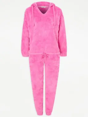 Tickled Pink Heart Fleece Hoodie Pyjamas | Lingerie | George at ASDA