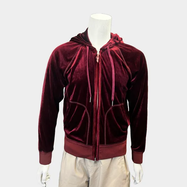 Tom Ford men's burgundy velour zip-up hoodie