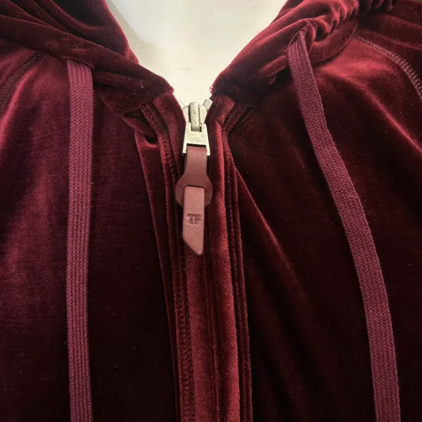 Tom Ford men's burgundy velour zip-up hoodie