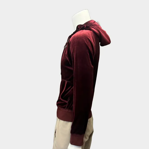 Tom Ford men's burgundy velour zip-up hoodie