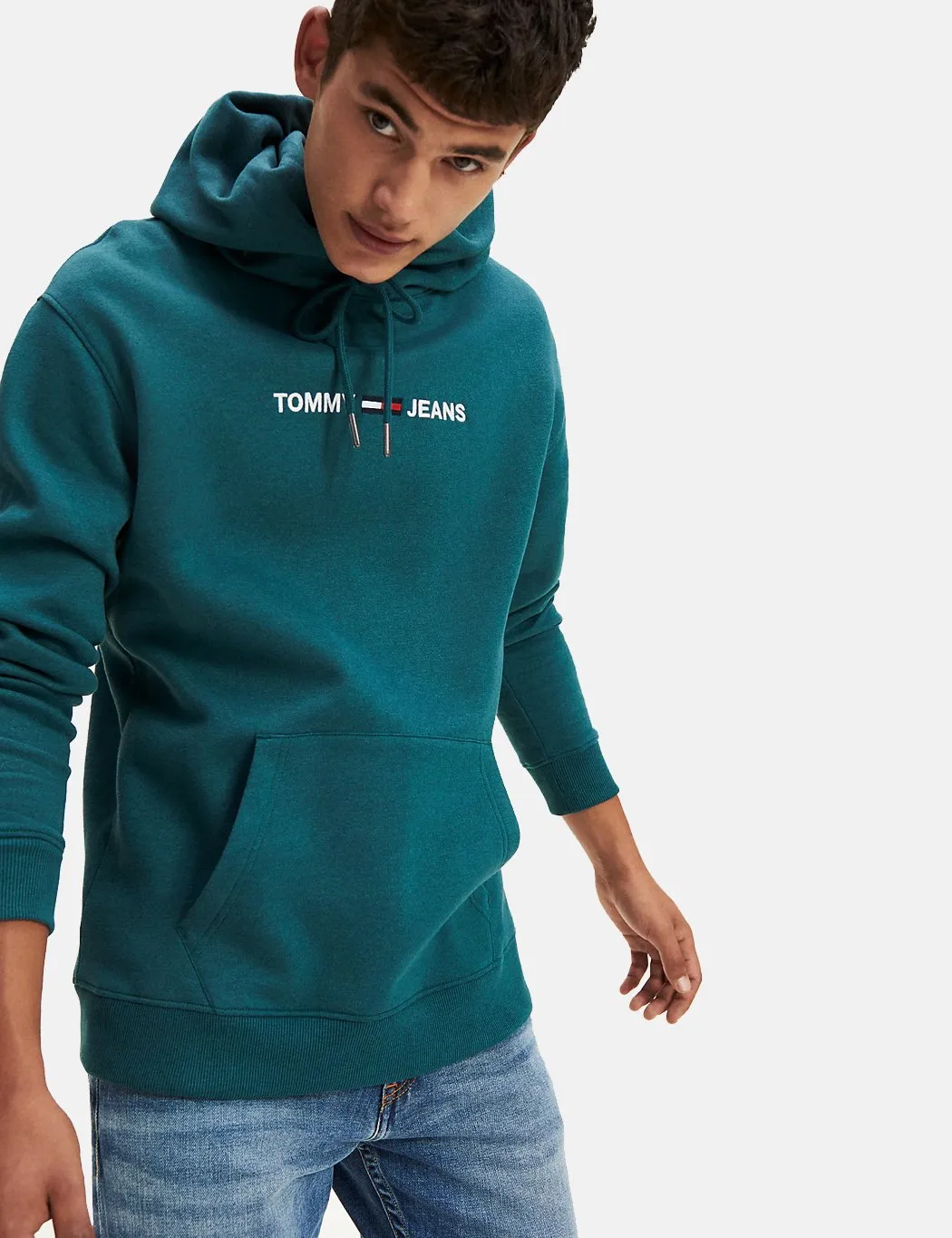 Tommy Hilfiger Straight Logo Hooded Sweatshirt (Oversized) - Atlantic Deep Green