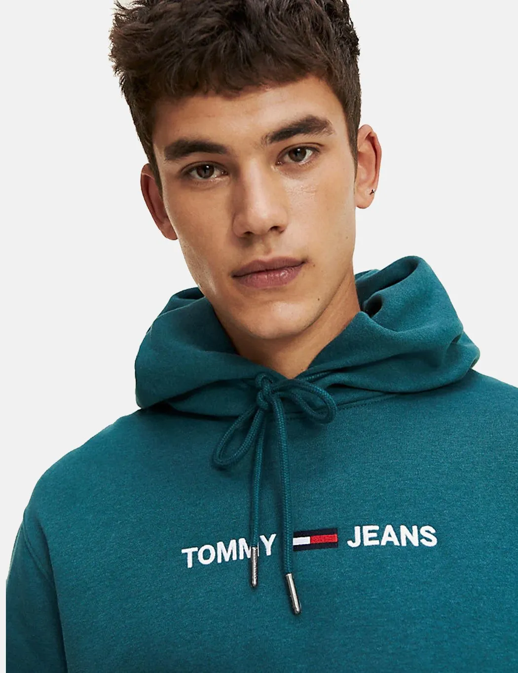 Tommy Hilfiger Straight Logo Hooded Sweatshirt (Oversized) - Atlantic Deep Green