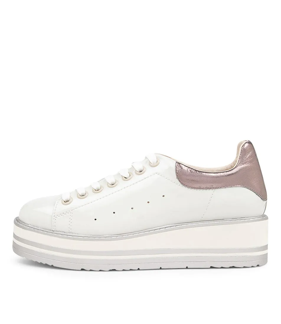 TOP END Siobhan Oyster Pewter Patent Leather Sneakers