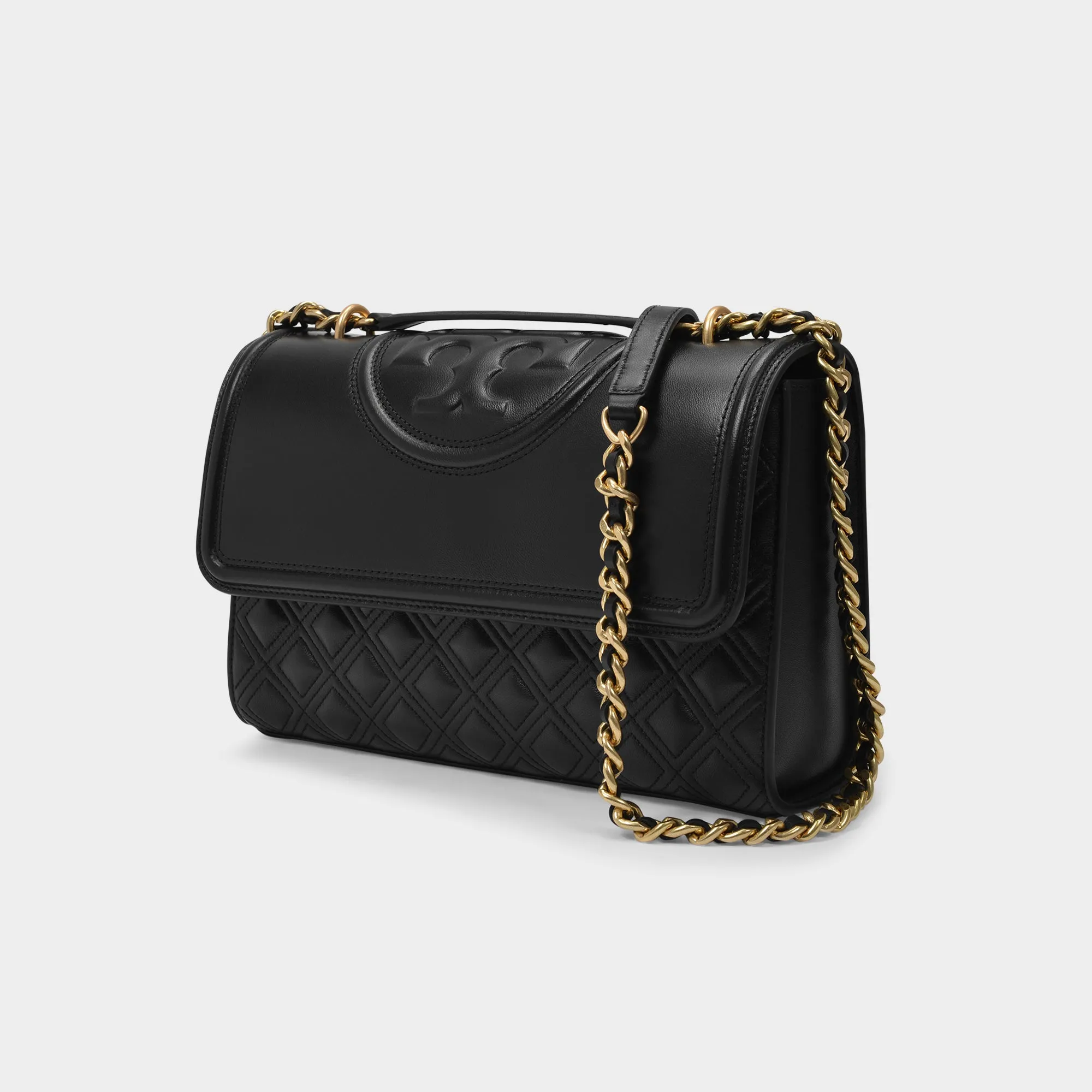 Tory Burch  Fleming Convertible Shoulder Bag in Black Leather