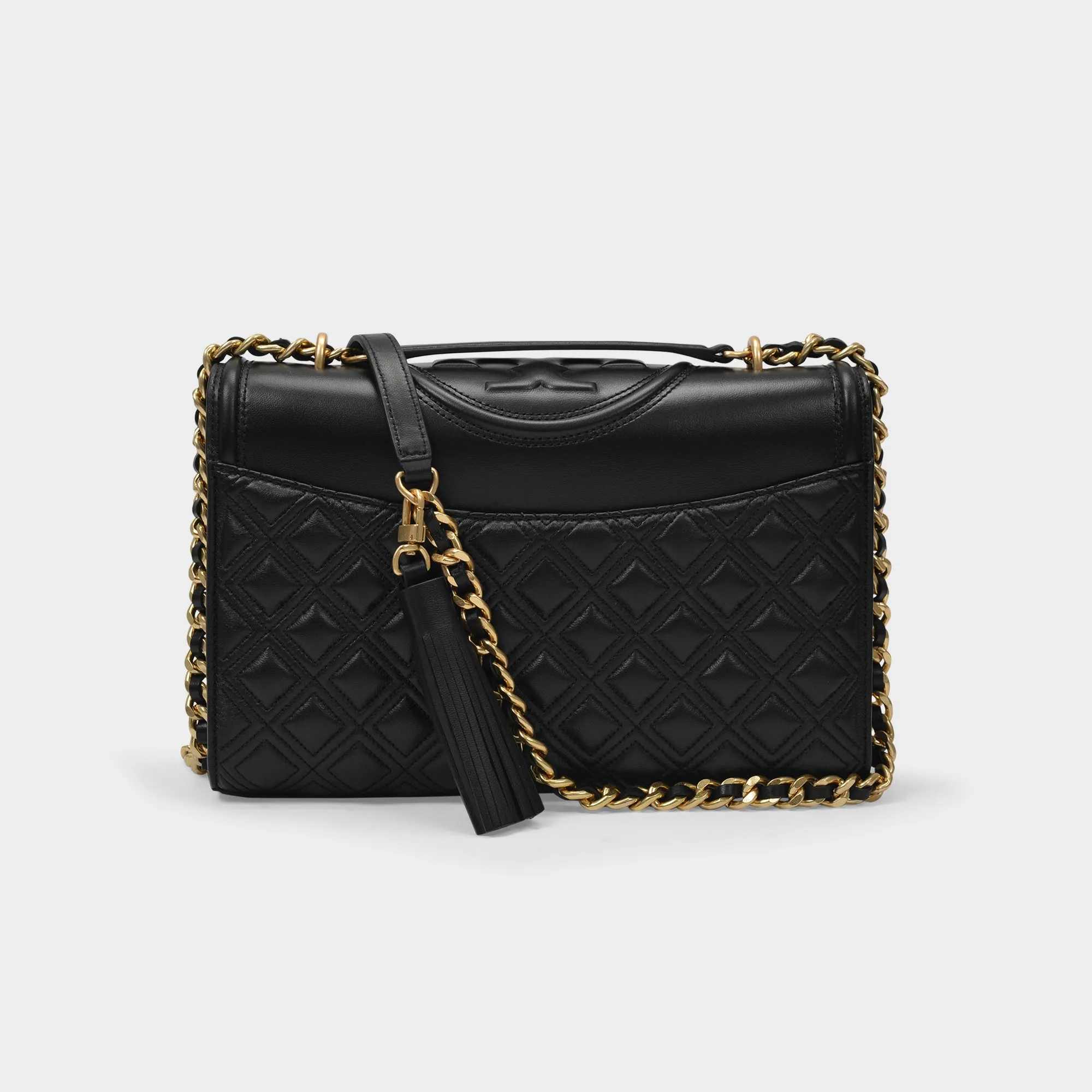 Tory Burch  Fleming Convertible Shoulder Bag in Black Leather