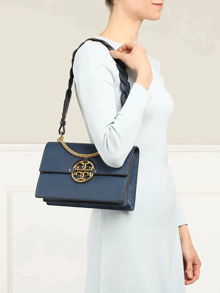 Tory Burch Miller Shoulder Large Bag - Blue Stone