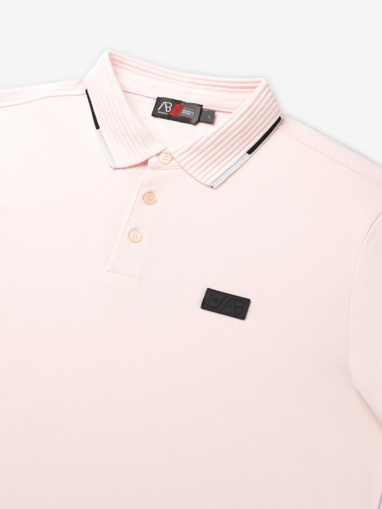 Triple Coloured Polo | Barely Pink