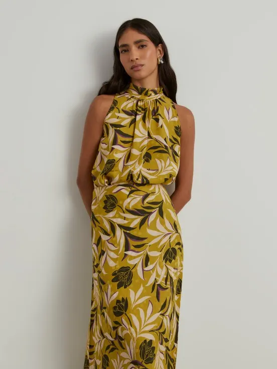 Tropical pattern long skirt