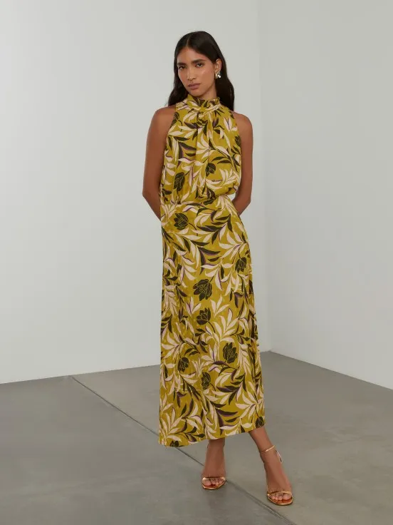 Tropical pattern long skirt