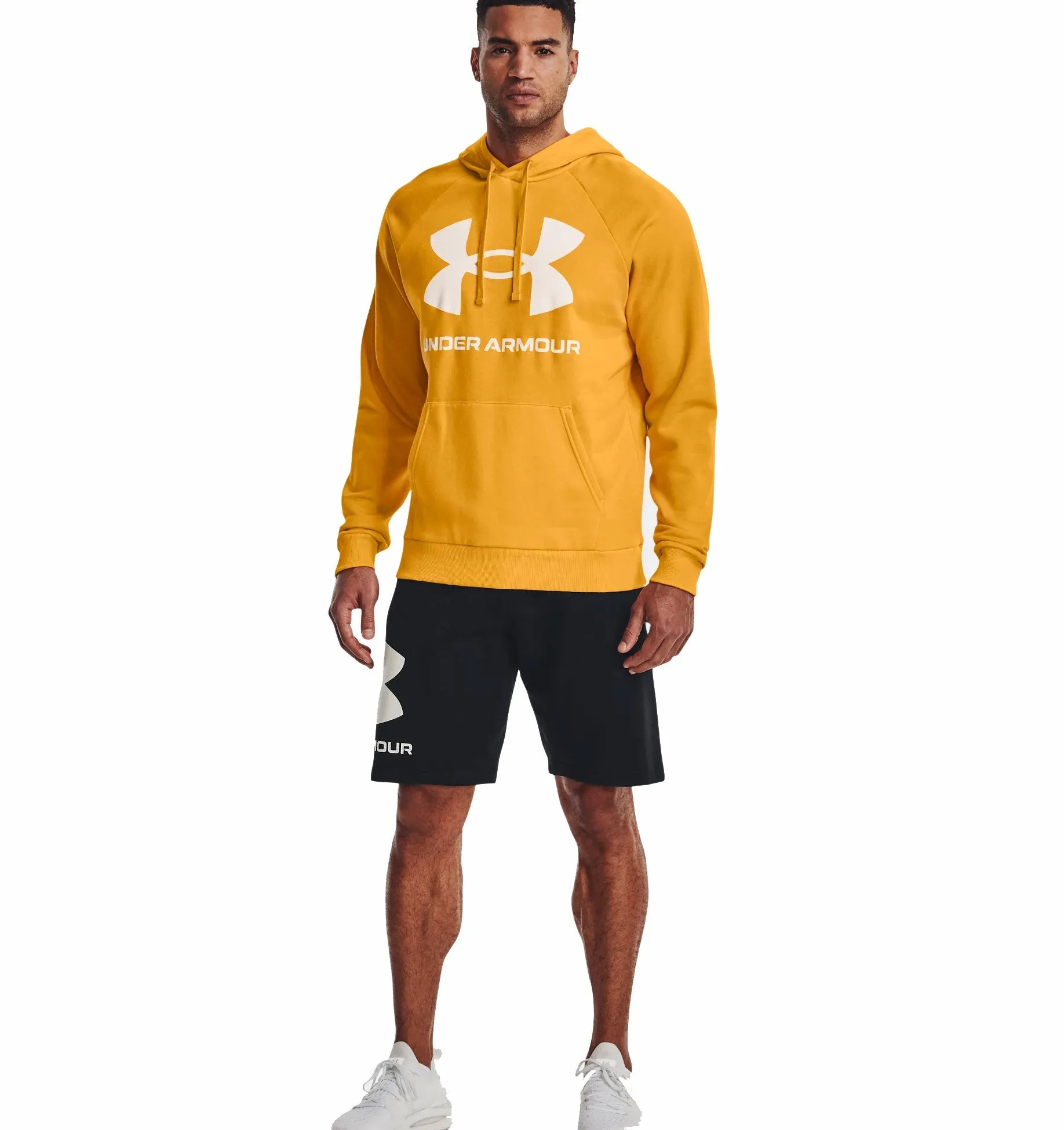 Under Armour Rival Big Logo Fleece Hoodie - Mens - Rise/Onyx White