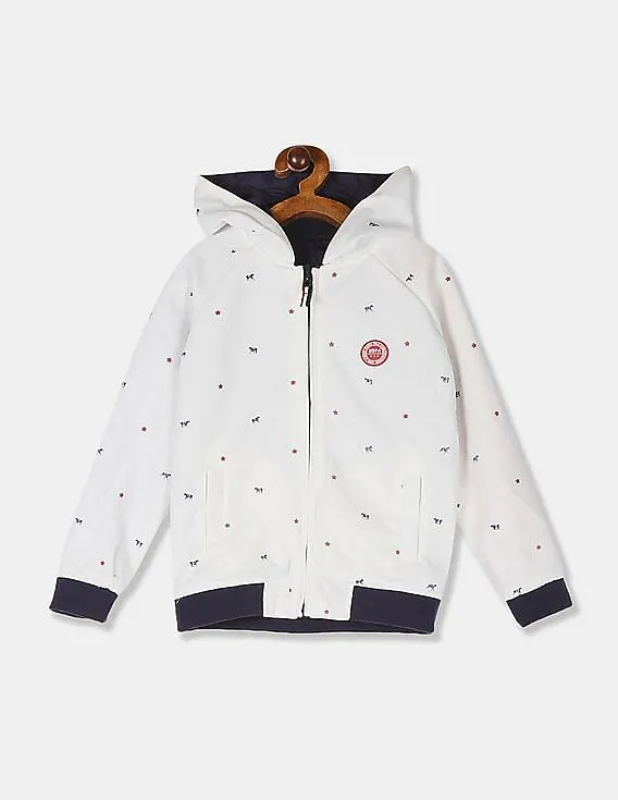 U.S. Polo Assn. Kids Boys White And Navy Reversible Hooded Jacket