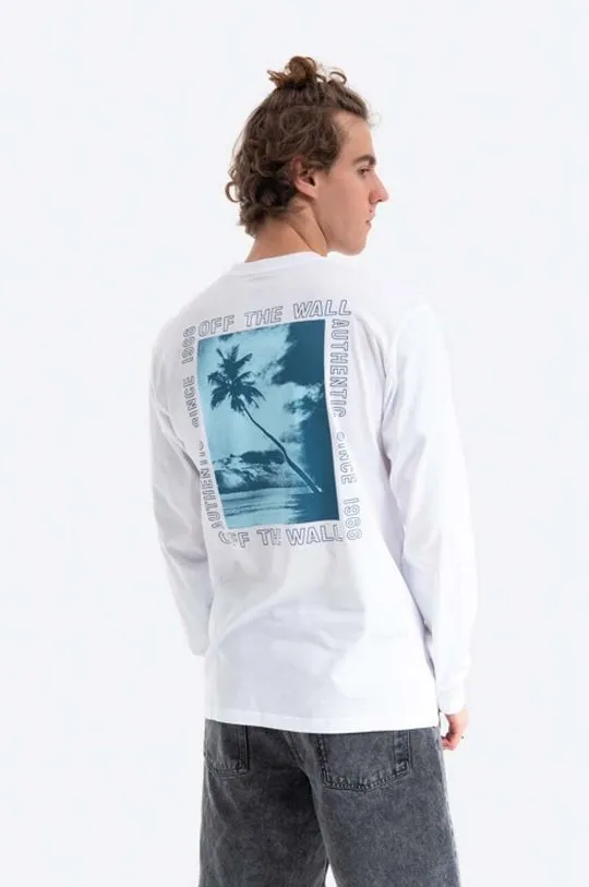 Vans cotton longsleeve top Moonstone Beach white color