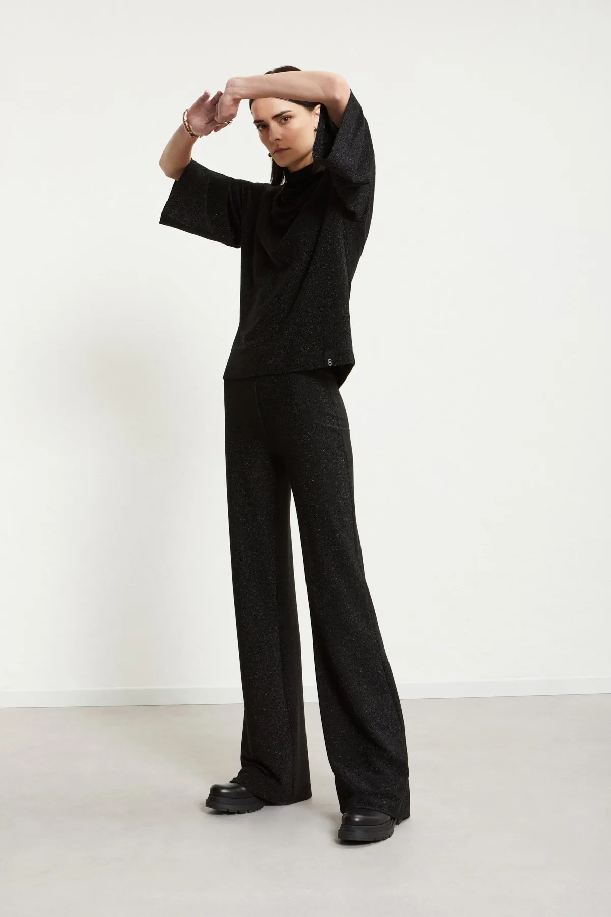 Viscose trousers with lurex