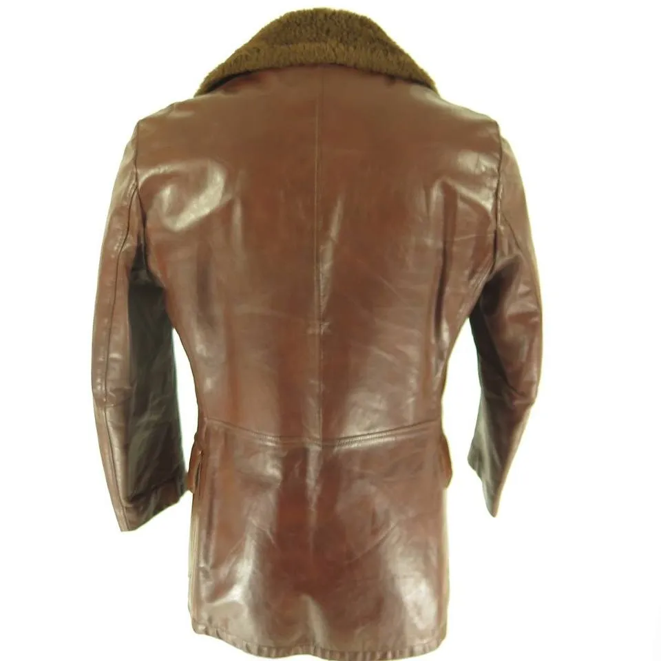 Vtg 70s William Barry Brown Leather Fight Jacket Mens 40