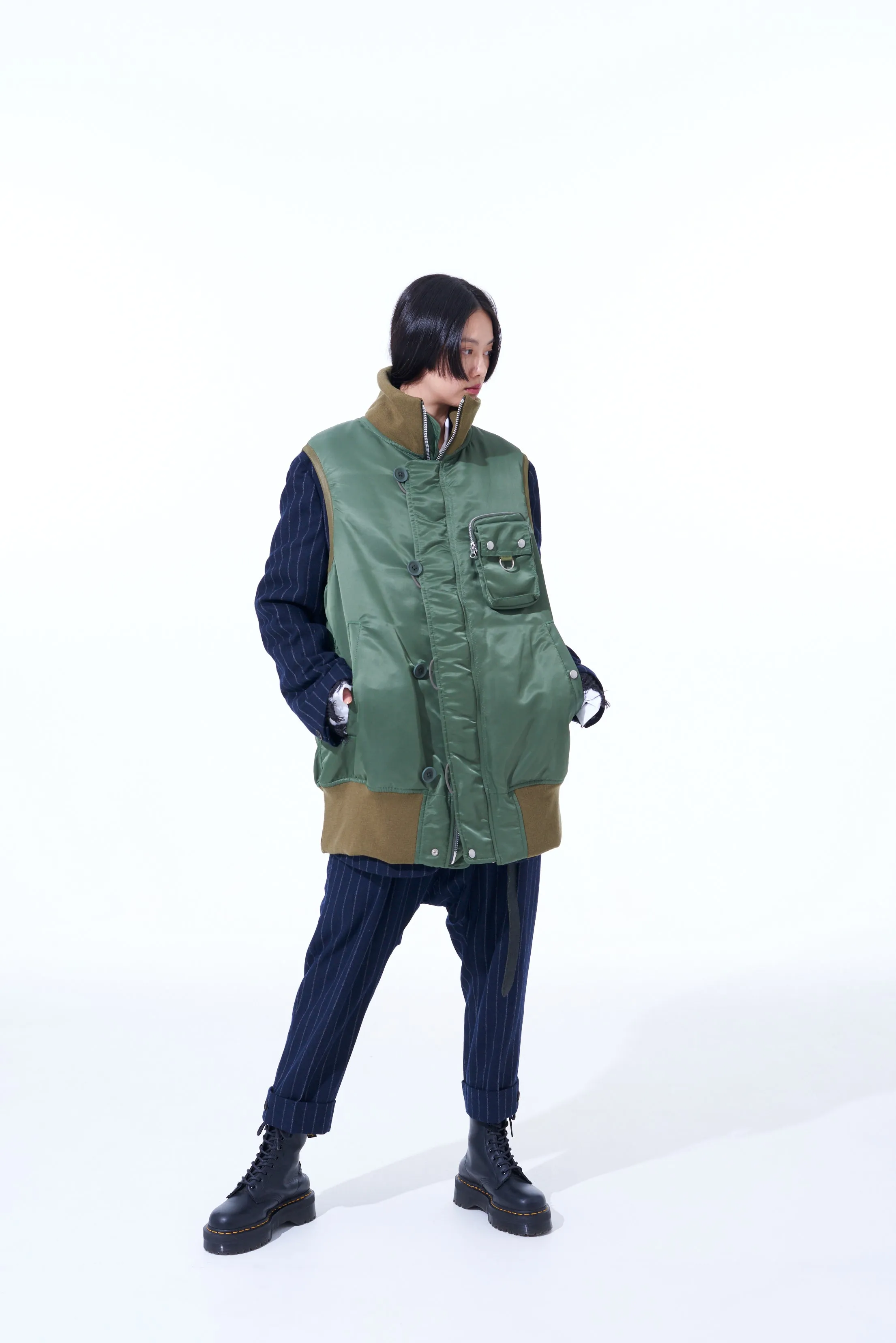 WATER REPELLENT NYLON TWILL POUCH BIG LONG VEST