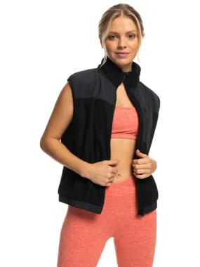 Waves Of Warmth - Sleeveless Zip-Up Fleece Vest for Women