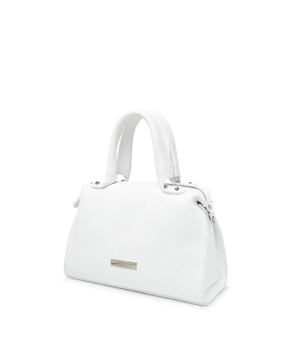 White leather hand bag