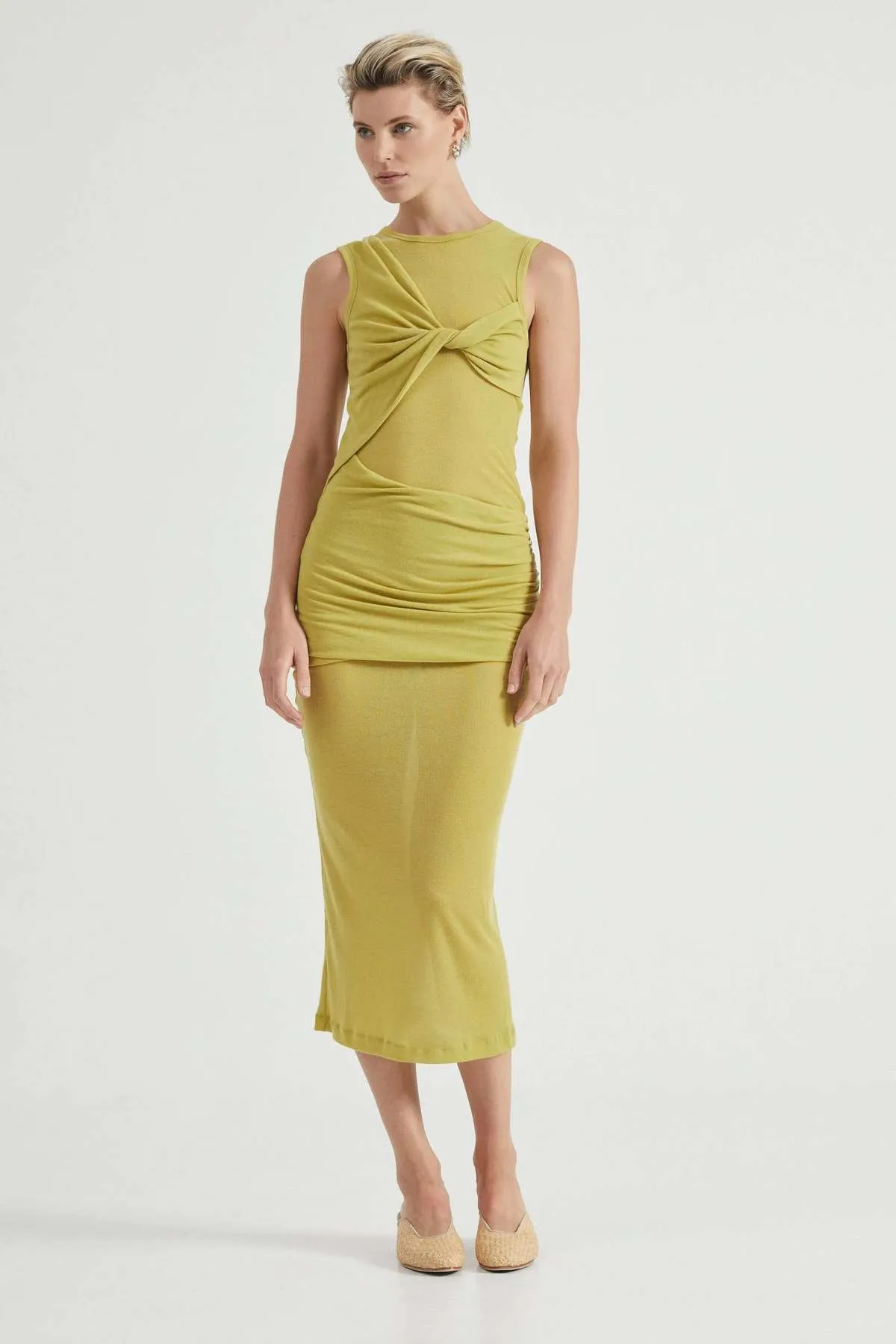 Wind Through Tank Dress - Lime