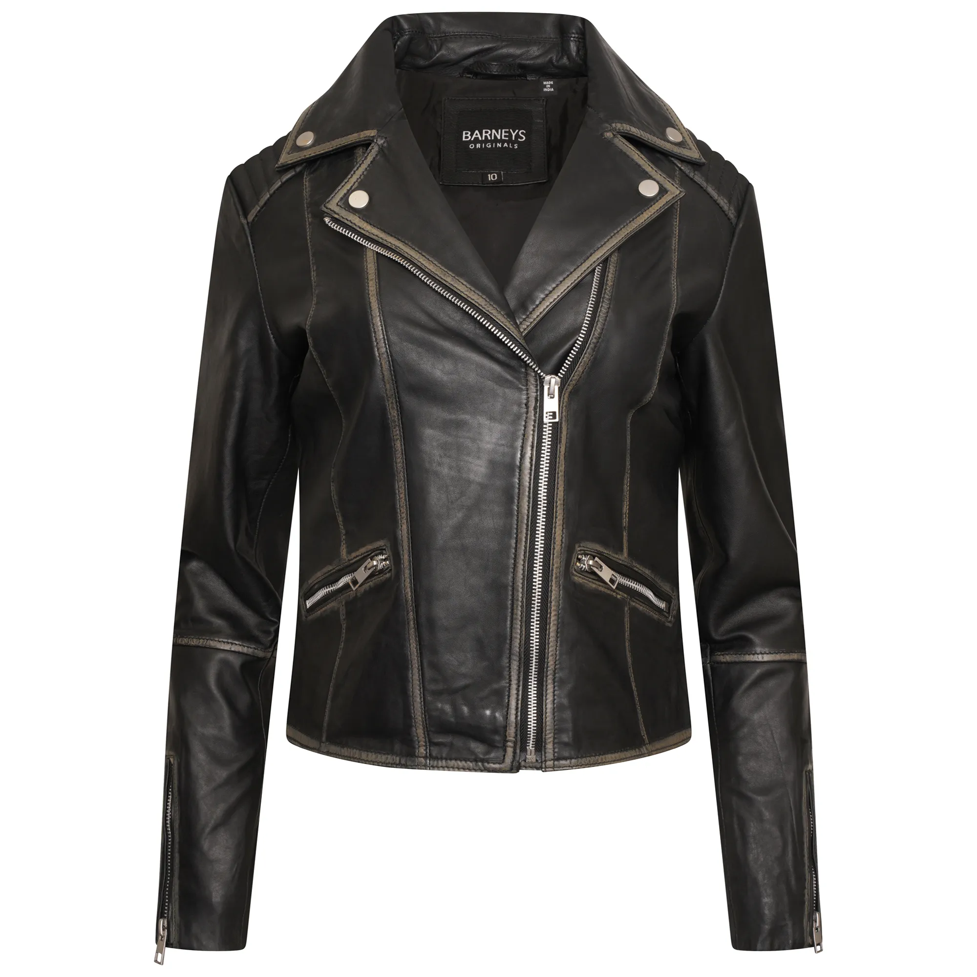 Women's Tan-Washed Belina Biker Jacket - Barneys Originals