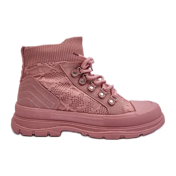 Women's Sneakers with an Elastic Upper, Pink Kalyne