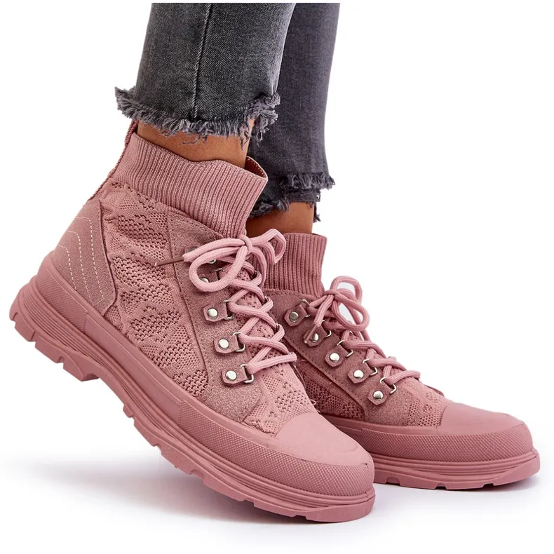 Women's Sneakers with an Elastic Upper, Pink Kalyne