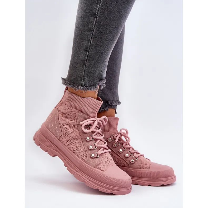 Women's Sneakers with an Elastic Upper, Pink Kalyne