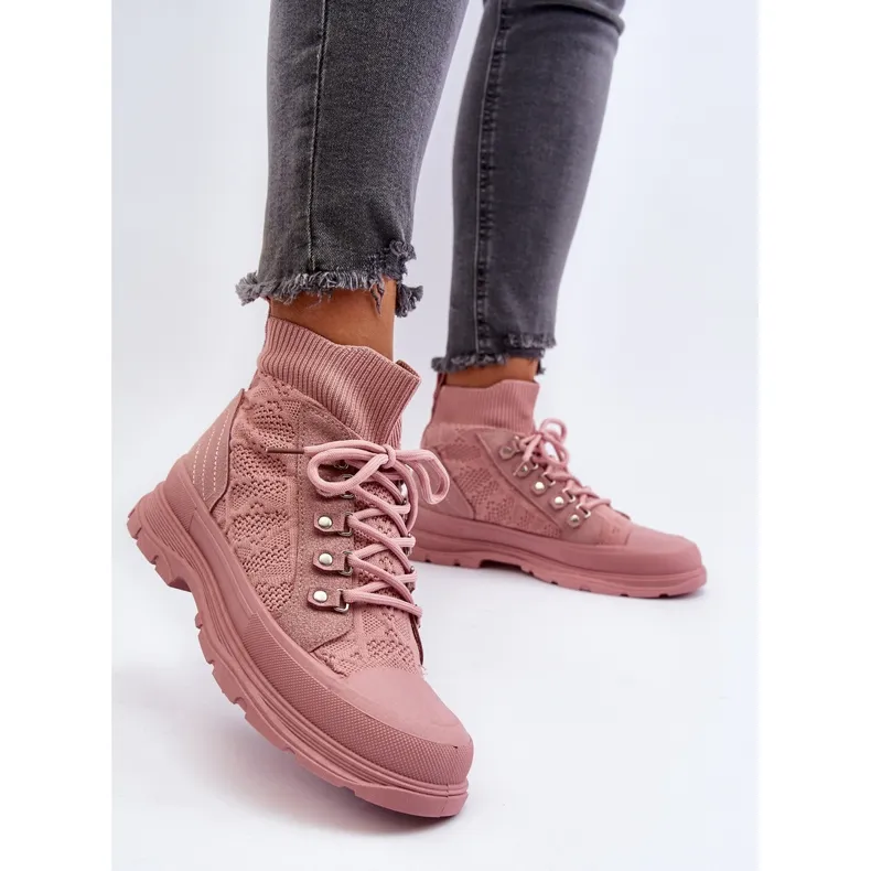 Women's Sneakers with an Elastic Upper, Pink Kalyne