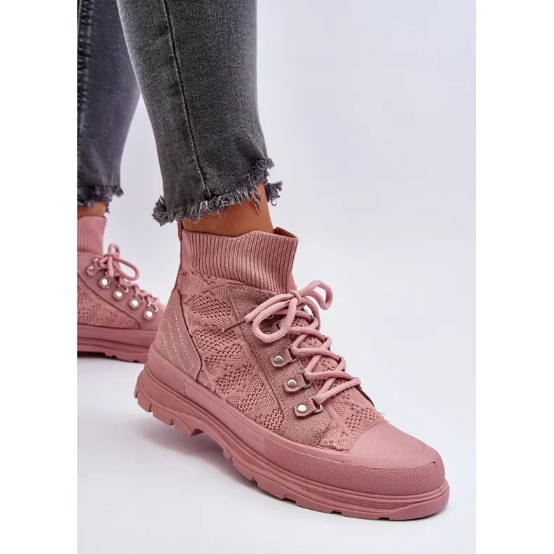 Women's Sneakers with an Elastic Upper, Pink Kalyne