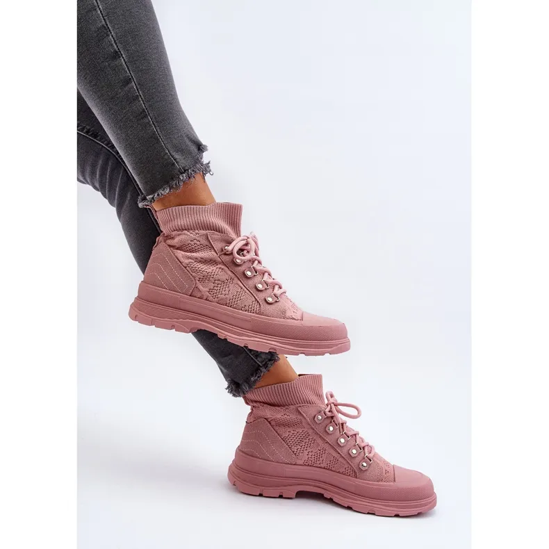 Women's Sneakers with an Elastic Upper, Pink Kalyne