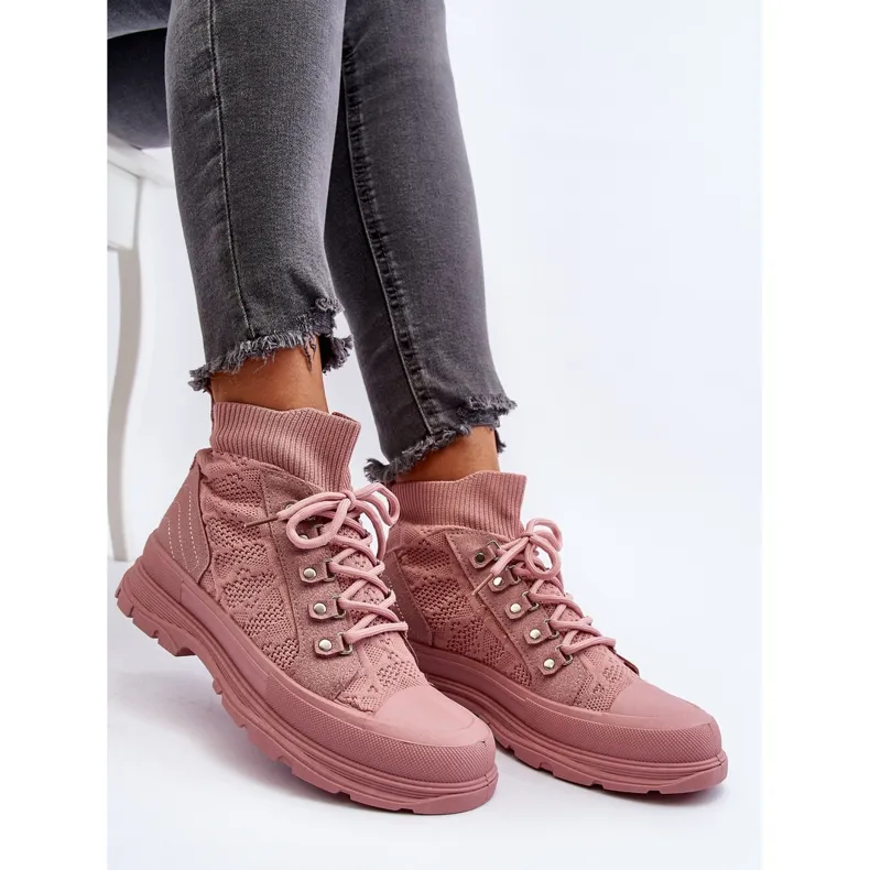 Women's Sneakers with an Elastic Upper, Pink Kalyne