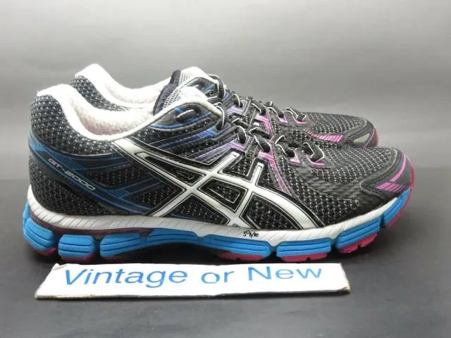 Women's Asics GT 2000 Black White Electric Blue Running ...