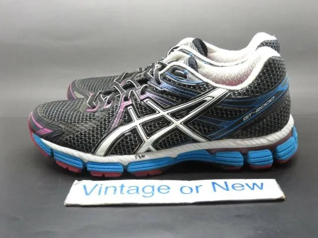 Women's Asics GT 2000 Black White Electric Blue Running ...