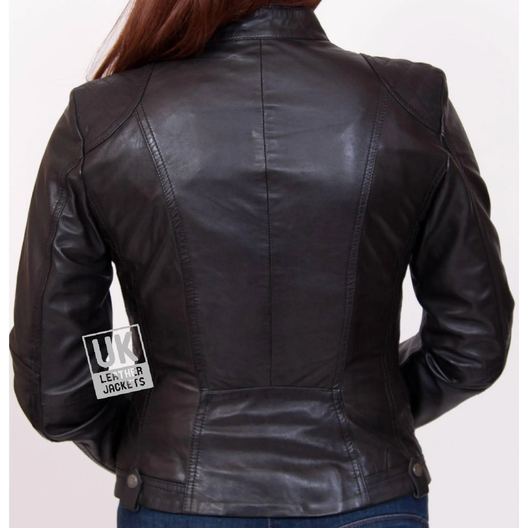 Womens Black Leather Jacket - Jasmine - Plus Size | Free UK Delivery