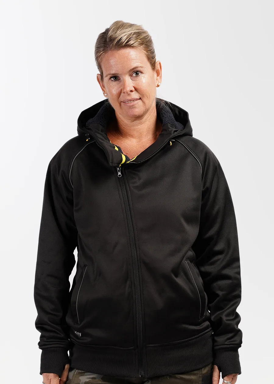 Women's fleece zip front hoodie with sherpa lining