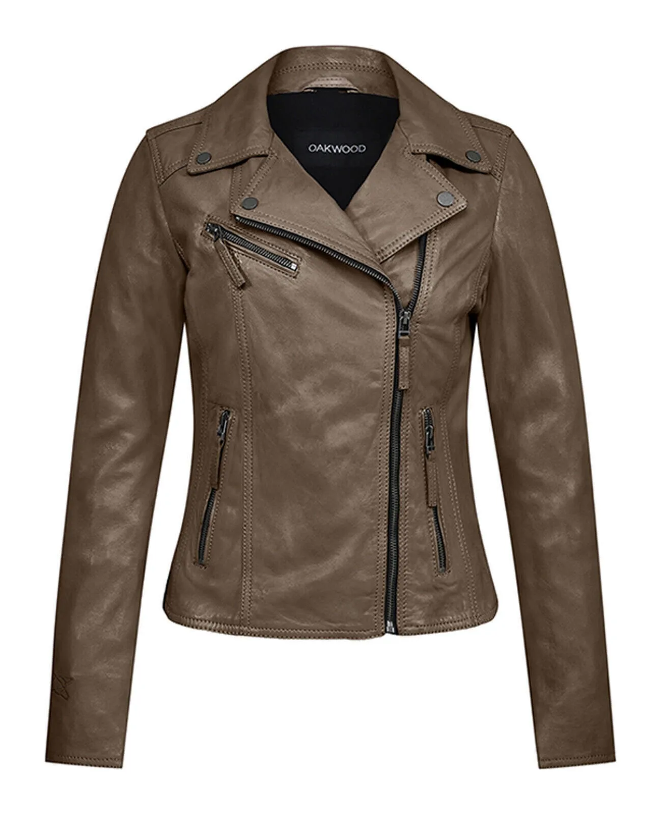 Women's gold leather jacket in oakwood club metal biker style