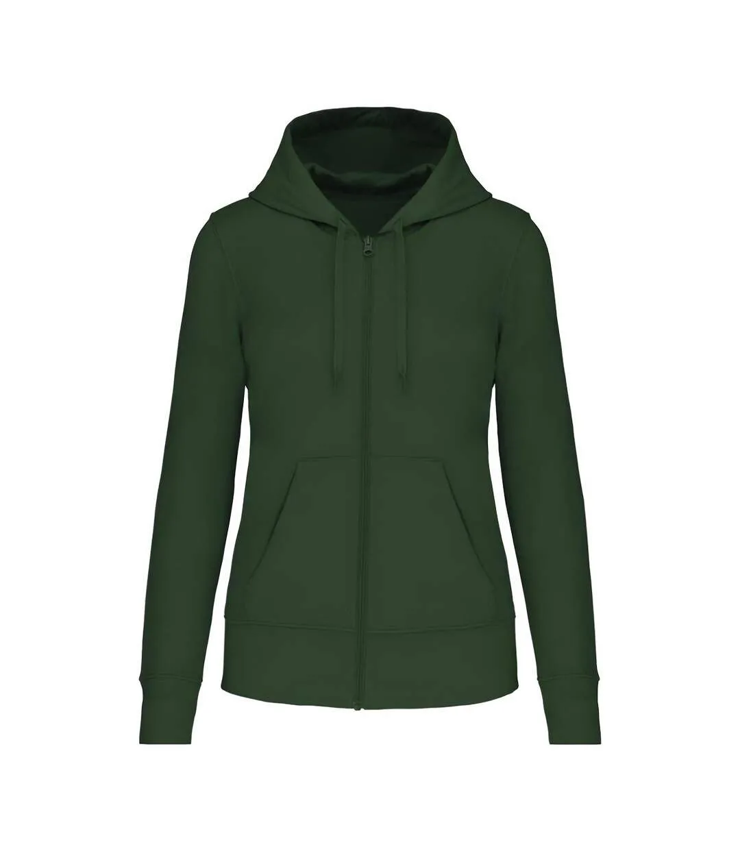 Womens/ladies eco friendly full zip hoodie forest green Kariban