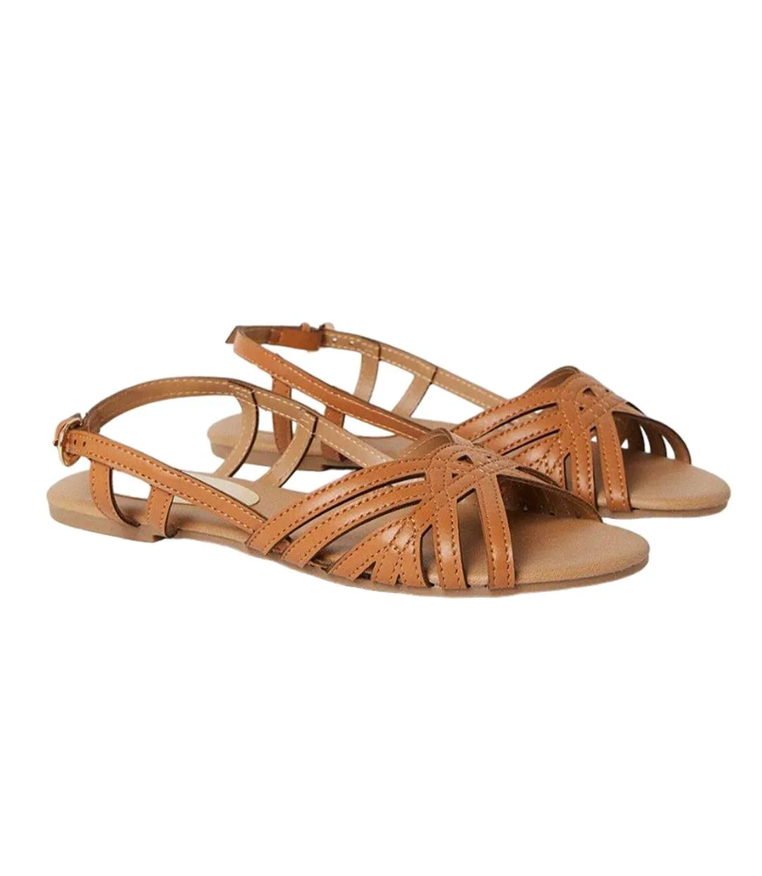 Womens/ladies lattice sling back flat sandals tan Dorothy Perkins