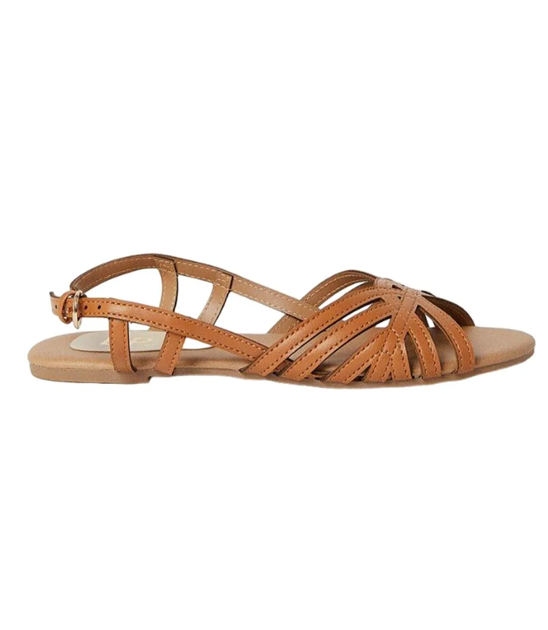 Womens/ladies lattice sling back flat sandals tan Dorothy Perkins