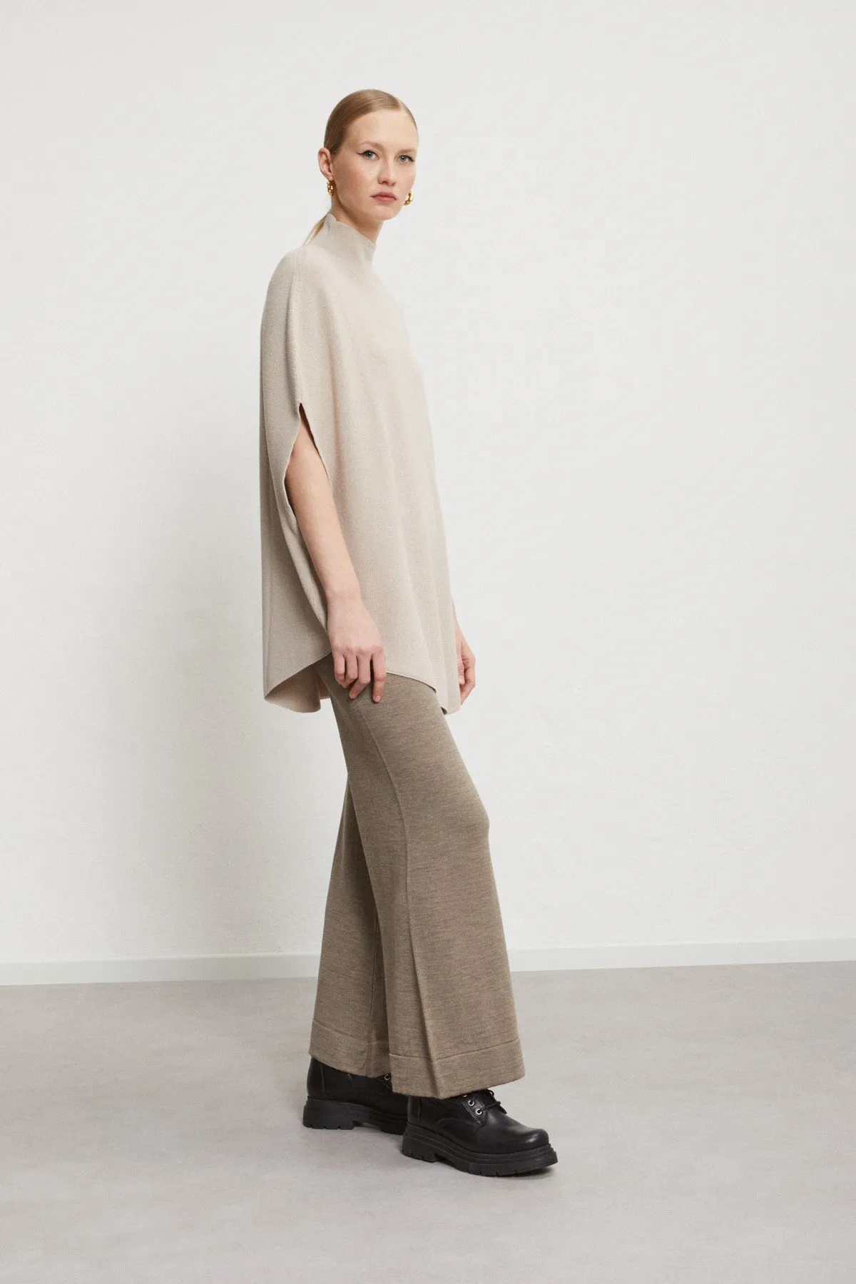 Wool blend palazzo trousers