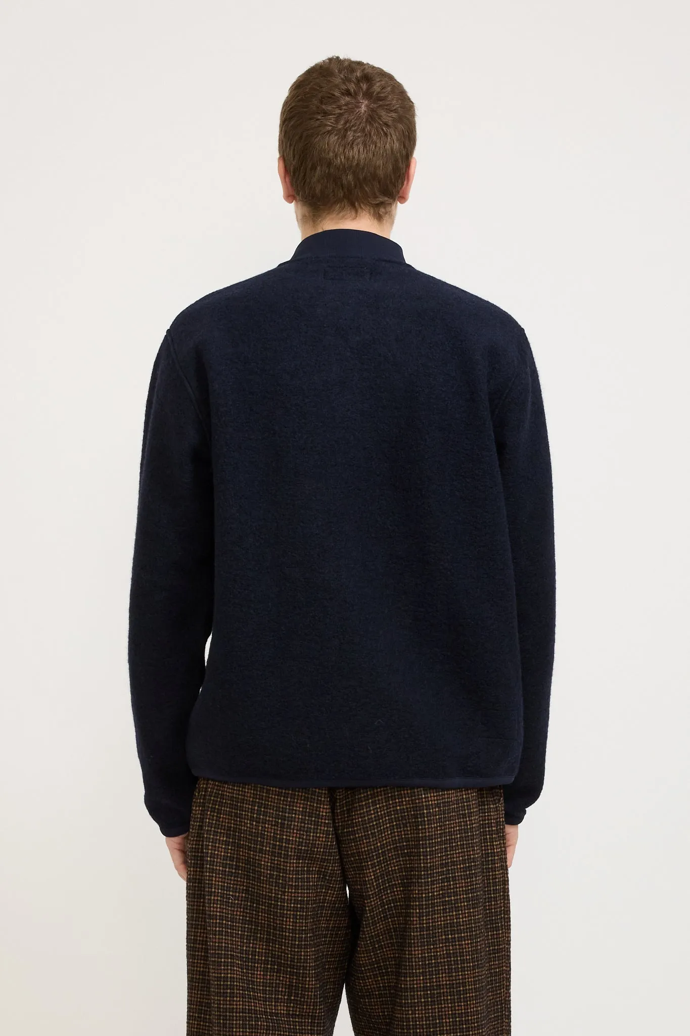 Wool Fleece Zip Bomber Navy