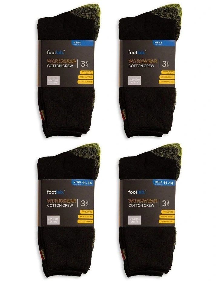 Workwear Crew Cotton Socks 12 Pack in Two Tone