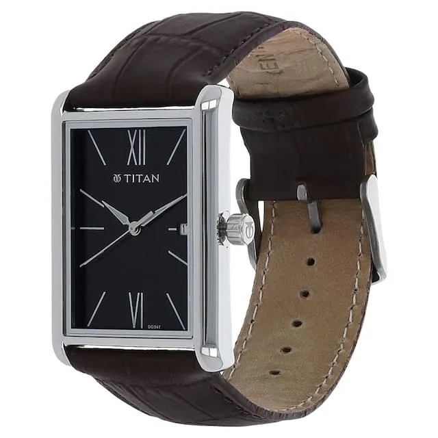 Workwear Men Black Dial & Leather Strap