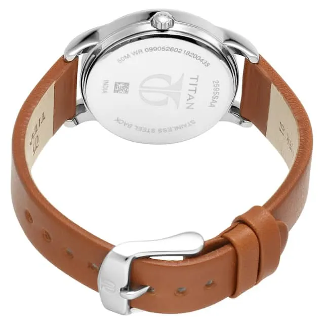 Workwear Women White Dial & Leather Strap